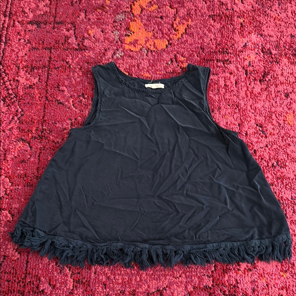 Unpublished • navy blue fringe tank top